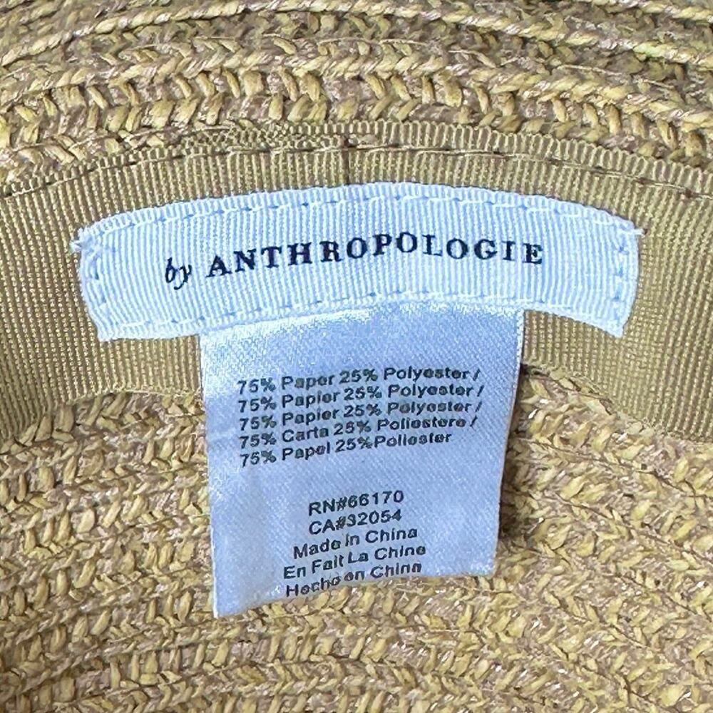 Anthropologie Brighton Beach Rancher Straw Hat Paper Tan Orange Ribbon Bow - Picture 8 of 10